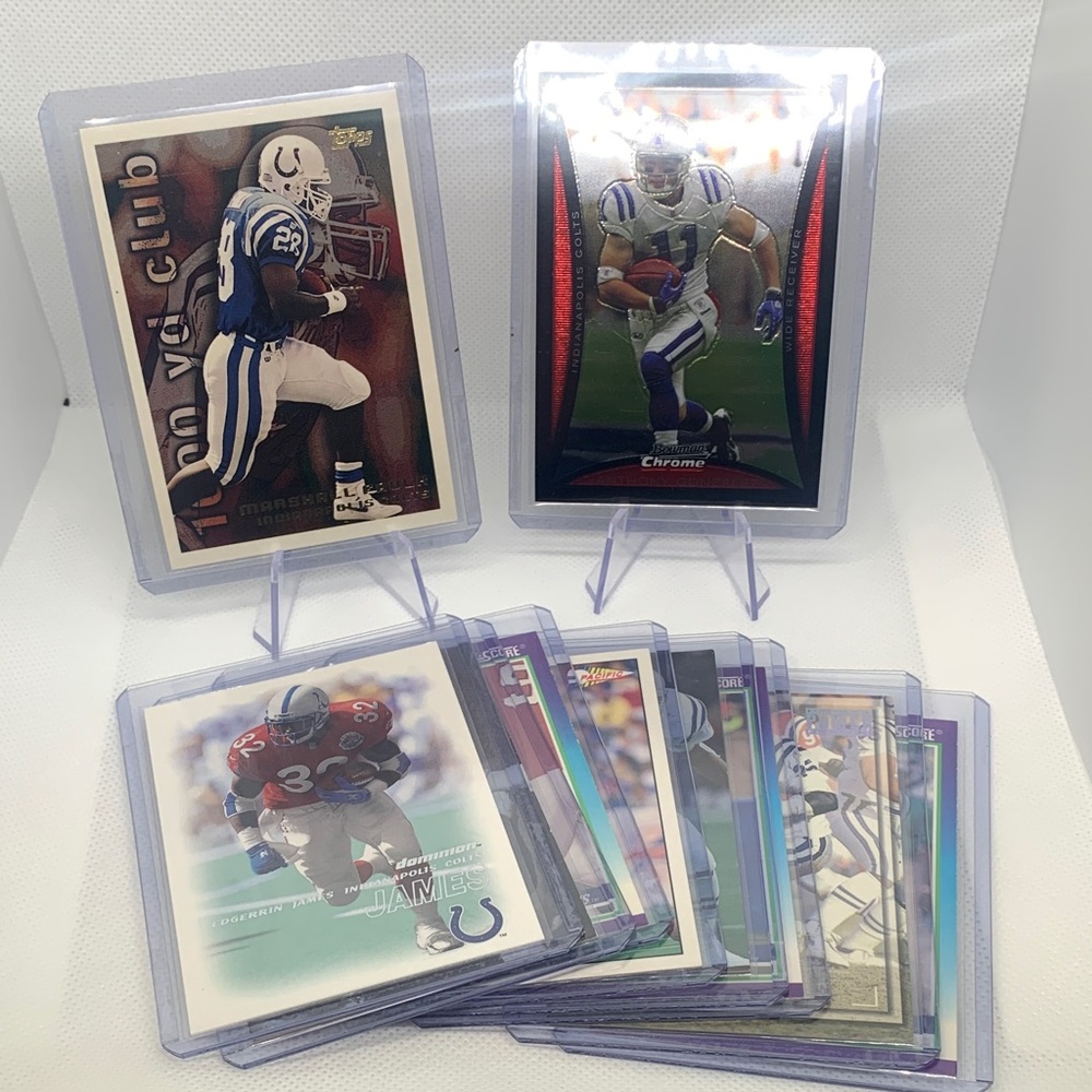 Indianapolis Colts NFL Football Trading Cards Marshall Faulk Jeff George in Case